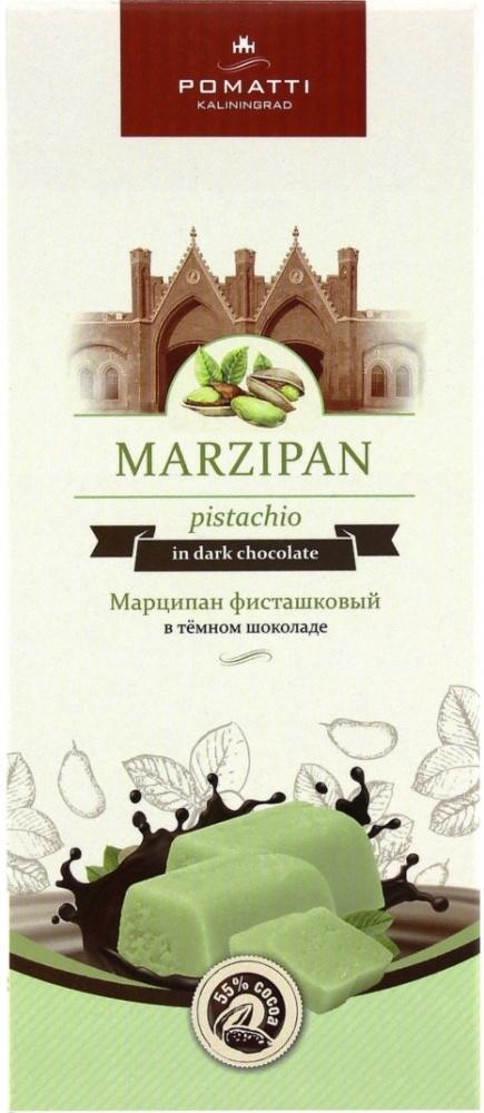 Конфеты POMATTI Марципан фисташковый в темном шоколаде 85 гр., картон