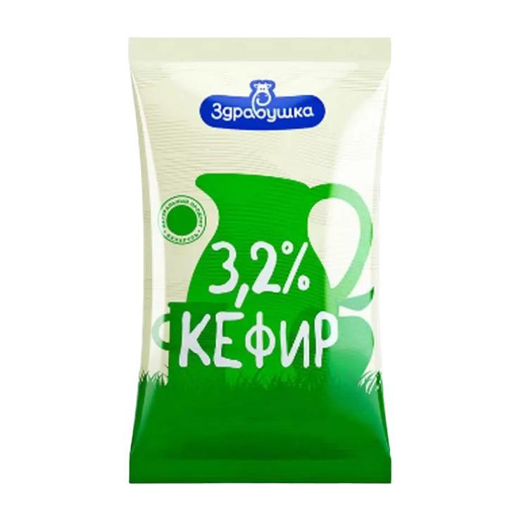 Кефир Здравушка 3,2% 1 л., пластиковый пакет