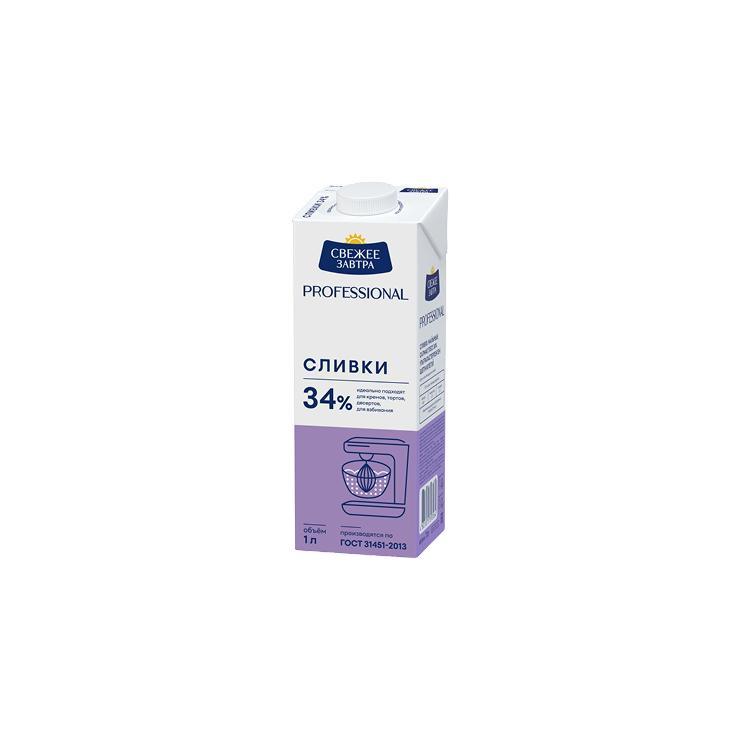 Сливки Свежее Завтра professional 34% 1 л., тетра-пак