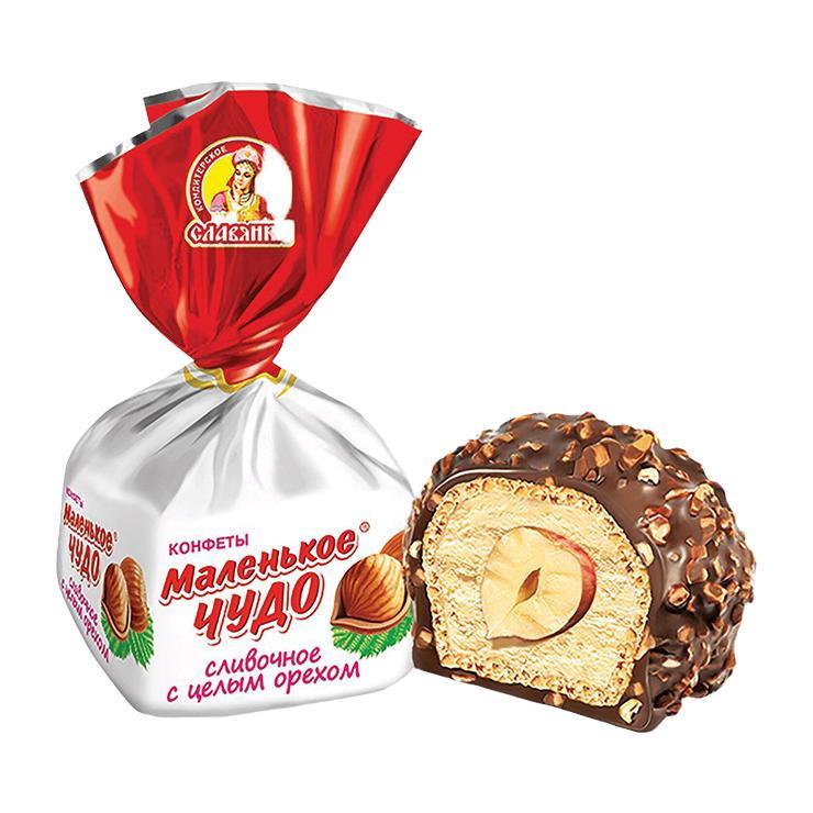 Конфеты Славянка Маленькое чудо сливочное вафельные глазированные 1 кг., флоу-пак