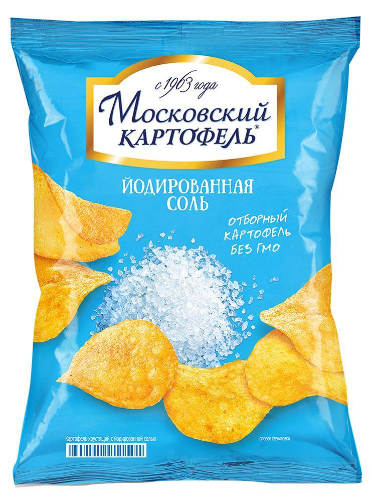 Чипсы Московский картофель с йодированной солью 130 гр., флоу-пак
