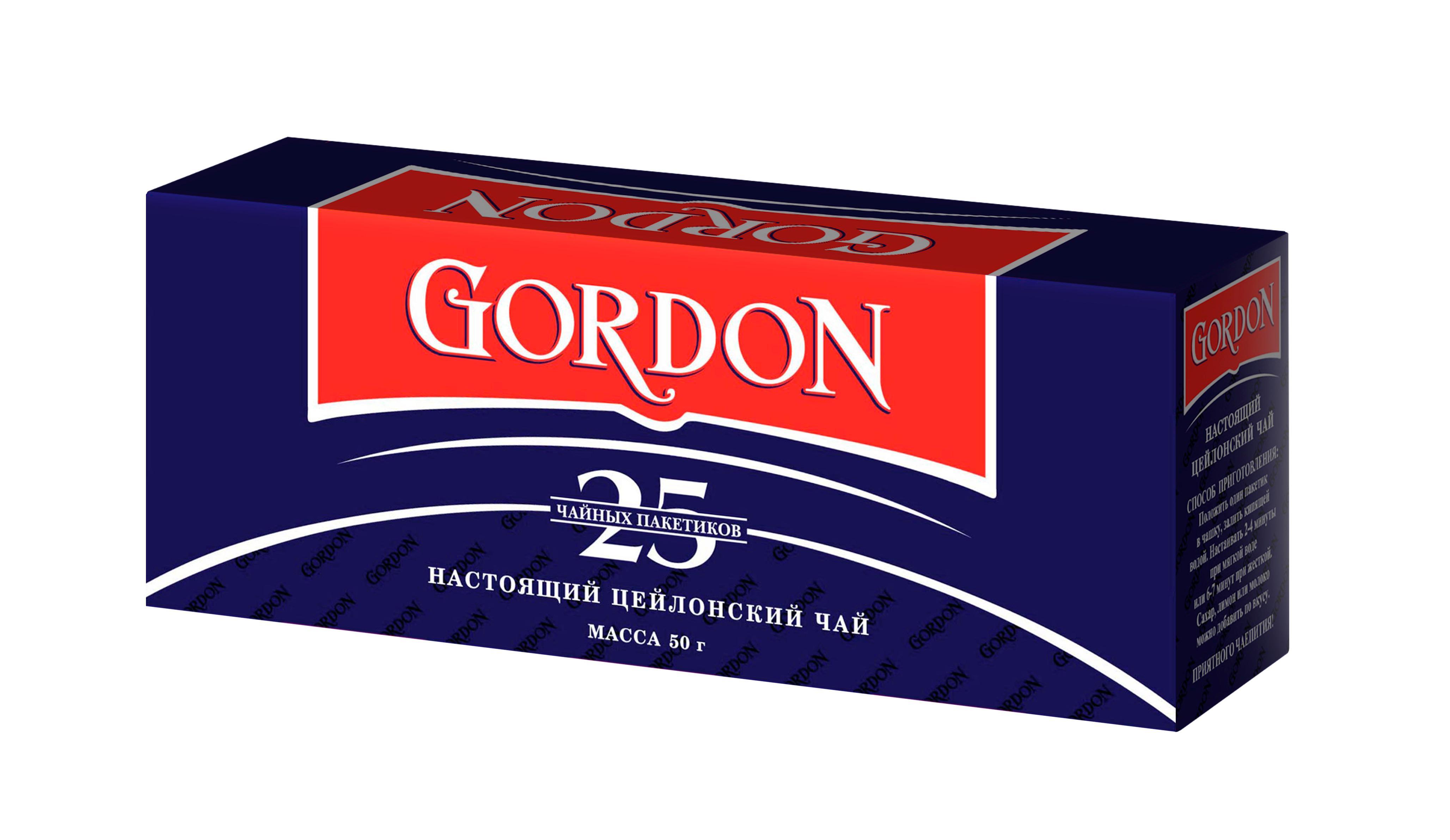 Чай Gordon черный 25 пакетиков, 50 гр., картон