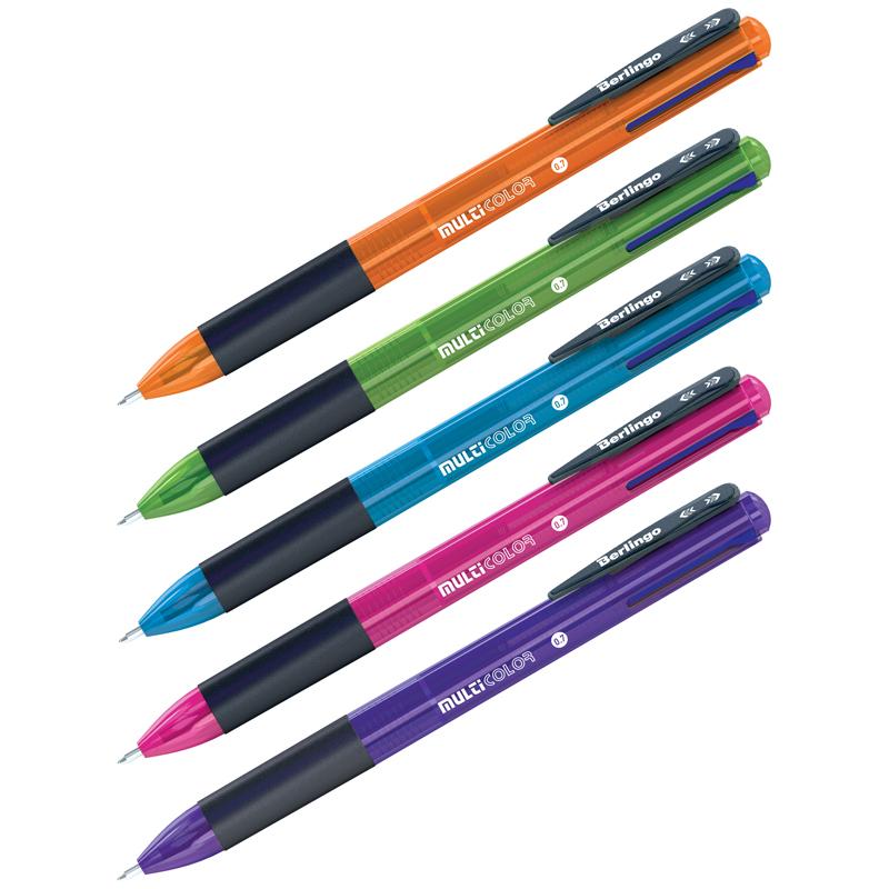 Ручка шариковая автоматическая Berlingo Multicolor 4цв., 0,7мм, ассорти