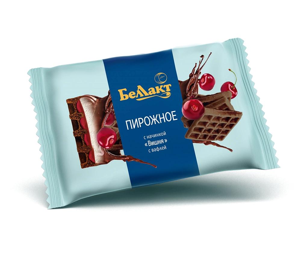Пирожное Беллакт вишня с творогом и шоколадной вафлей в глазури 23% 100 гр., флоу-пак