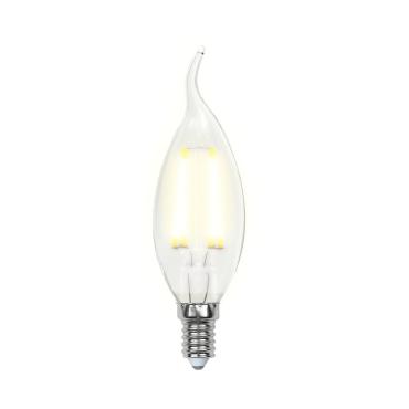 Лампа светодиодная, форма свеча на ветру, прозрачная, теплый белый свет (3000K), LED-CW35-7,5W/WW/E14/CL GLA01TR, Uniel Air, 28 гр., картонная коробка