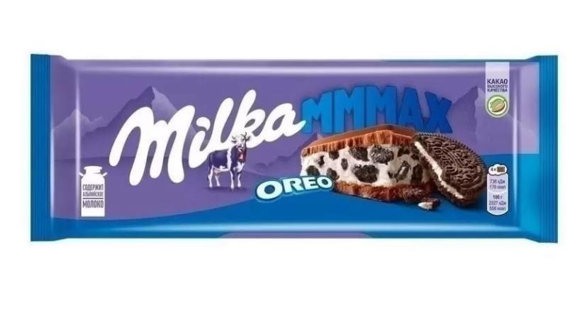 Шоколад Milka МММАХ с начинкой со вкусом ванили и кусочками печенья OREO 253 гр., флоу-пак