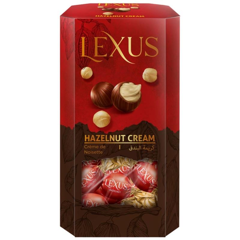 Конфеты LEXUS Hazelnut молочный шоколад  Орех шестиугольник 120 гр., картон