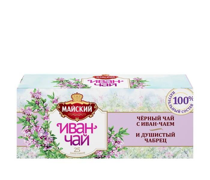 Чай Майский Иван-Чай с черным чаем и чабрецом 25 пакетиков 37,5 гр., картон