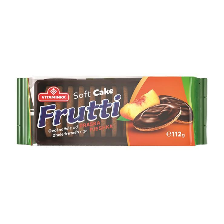 Печенье Frutti бисквитное покрытое шоколадом с желе персик 112 гр., флоу-пак