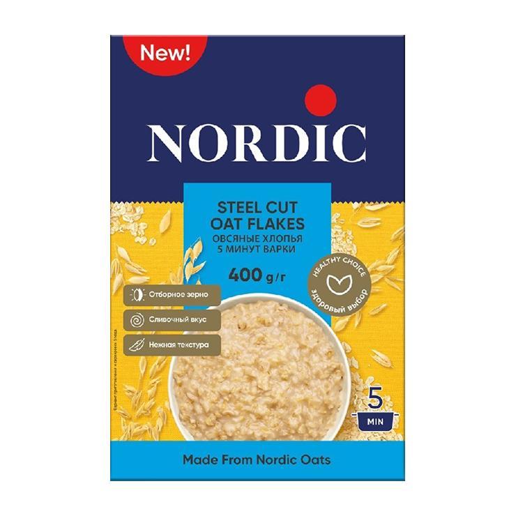 Хлопья овсяные Nordic Steel Cut Oat Flakes 5 минут варки 400 гр., картон