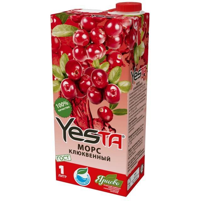Морс Yesta клюквенный 950 мл., тетра-пак