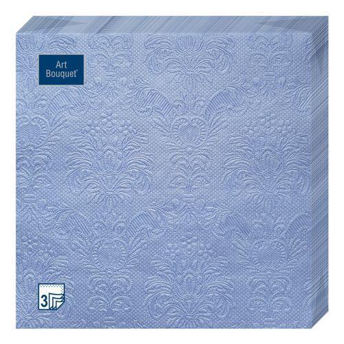 Салфетки бумажные Bouquet Барокко голубой с перламутром 3 слоя 33х33 см. 16 шт., пленка