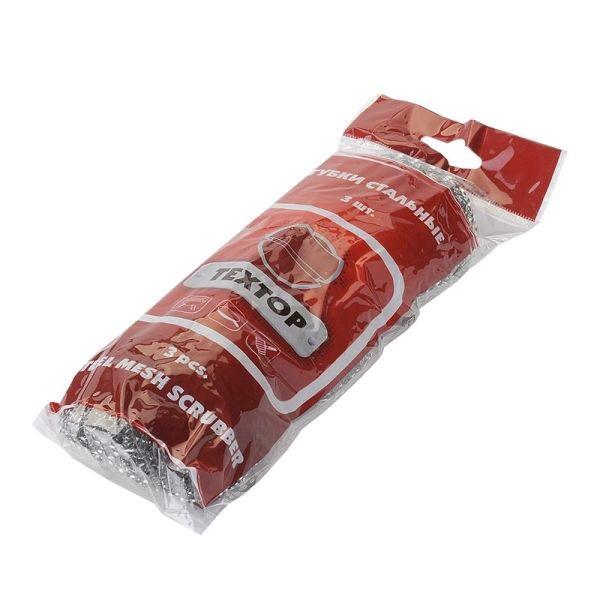 Губка для мытья посуды Textop стальная 3 шт., флоу-пак