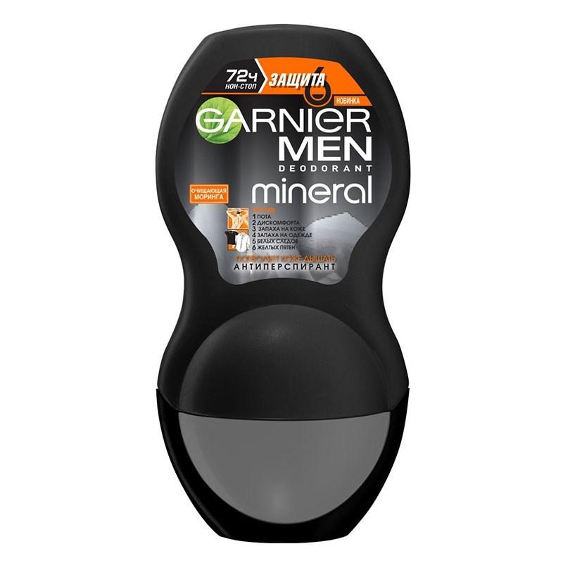 Дезодорант-антиперспирант Garnier Mineral Защита 6 Очищающая Моринга ролик Защита 72 часа мужской 50 мл., пластик