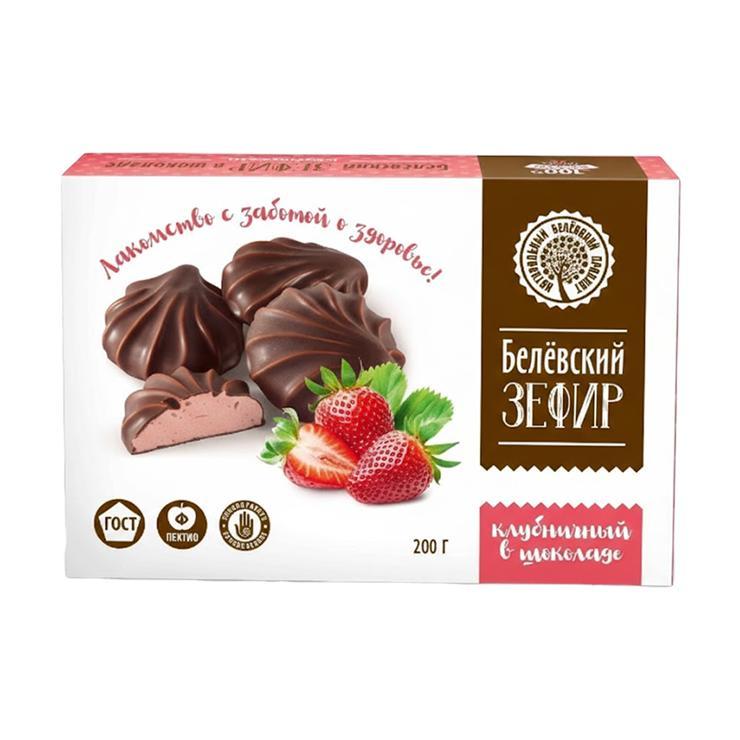Зефир Белевский клубника в шоколаде 200 гр., картон
