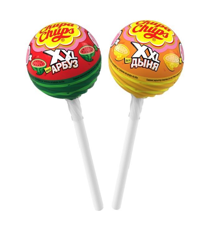 Карамель на палочке Chupa Chups XXL арбуз и дыня 29 гр., обертка