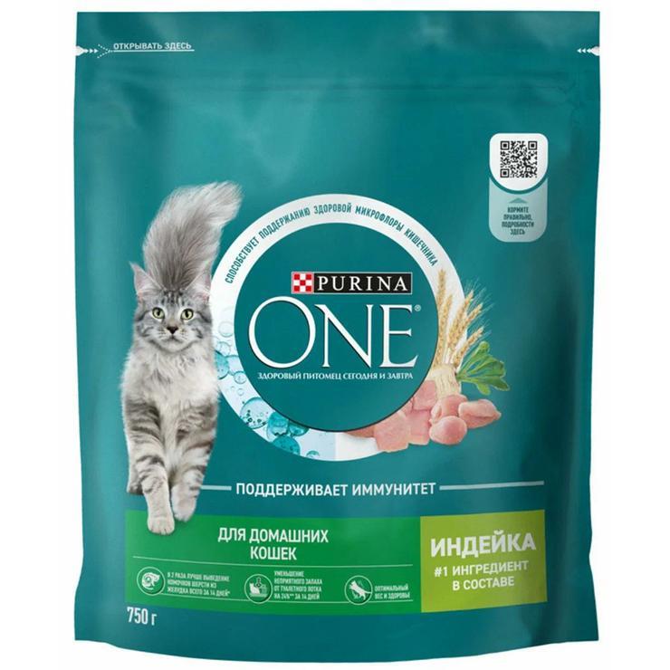 Корм для кошек сухой Purina ONE с индейкой и цельными злаками 1,5 кг., дой-пак