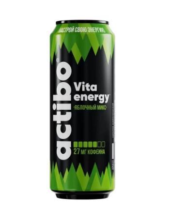 Напиток энергетический Actibo Energy яблочный микс сильногазированный 450 мл., ж/б