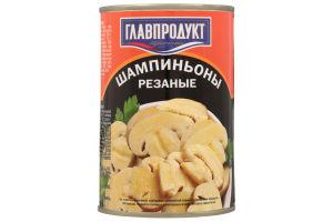Грибы Главпродукт шампиньоны резаные, 400 гр., ж/б