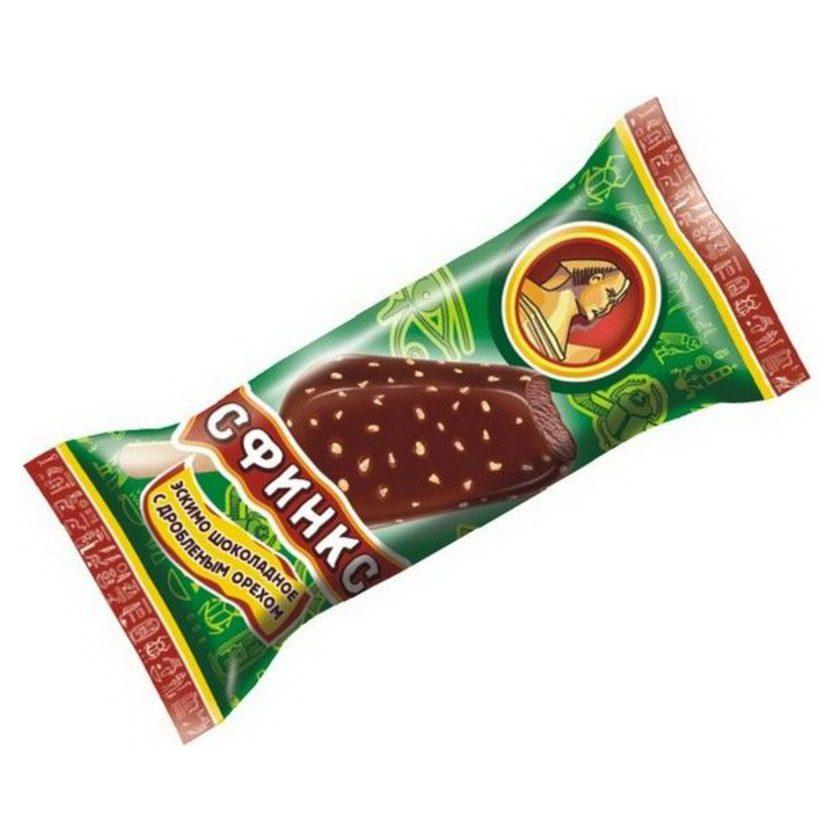 Мороженое Талосто Сфинкс шоколадное с дробленым орехом эскимо 70 гр., флоу-пак