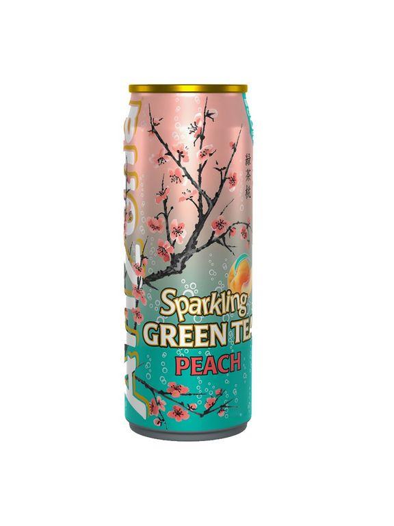 Чайный напиток газированный AriZona Sparkling Green Tea Peach со вкусом персик 330 мл., ж/б