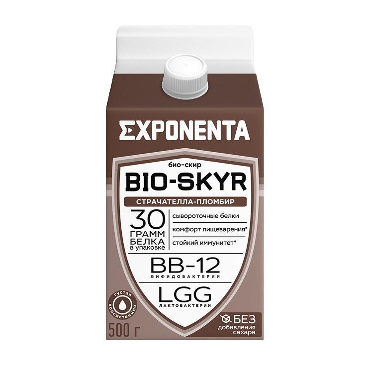 Напиток кисломолочный EXPONENTA bio skyr 3в1 обезжиренный страчателла пломбир 500 гр., тетра-пак