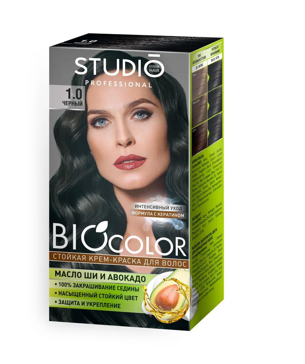 Крем-краска для волос Studio Professional BioColor 1.0 Черный 115 мл., картон