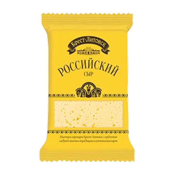 Сыр полутвердый Брест-Литовск российский 50% 200 гр., флоу-пак