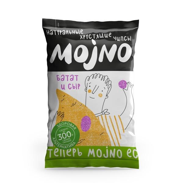 Чипсы MOjNO натуральные хрустящие батат с сыром чеддер, 75 гр., флоу-пак