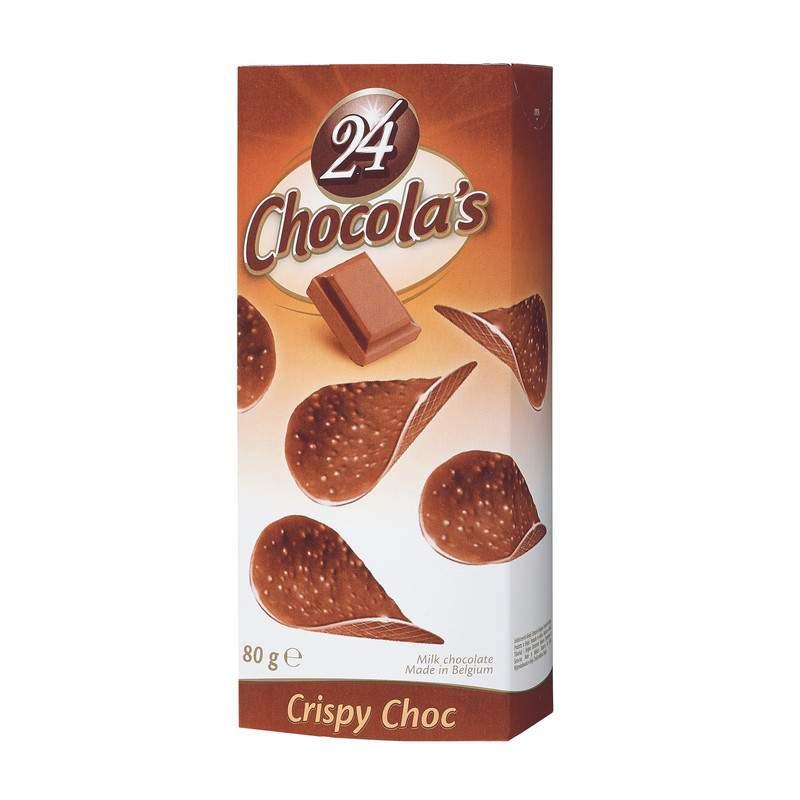 Чипсы шоколадные 24 Chocola's Crispy Choc молочный шоколад 80 гр., картон