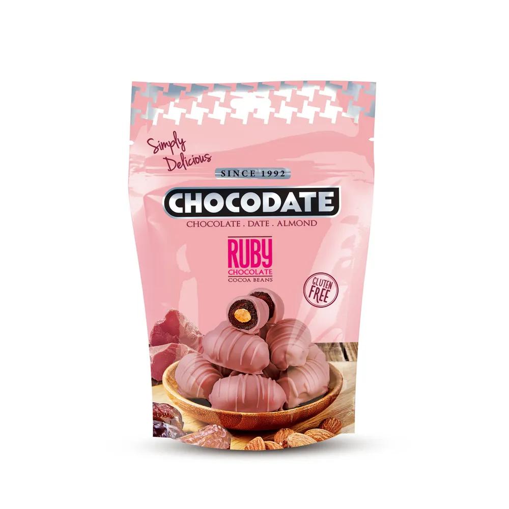 Конфеты Chocodate Ruby с миндалем рубиновый шоколад 100 гр., дой-пак