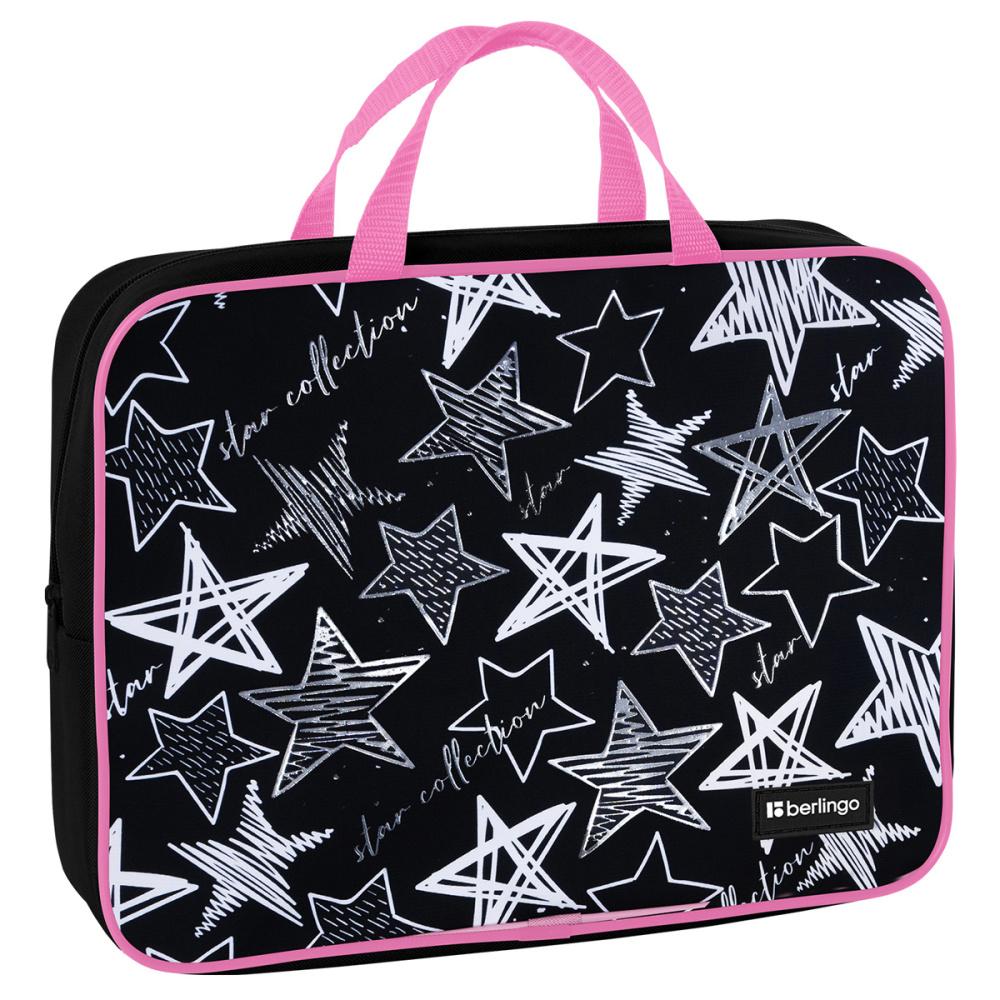 Папка Berlingo Glossy stars А4 с ручками 1 отделение 350 х 265 х 80 мм на молнии текстиль., пакет