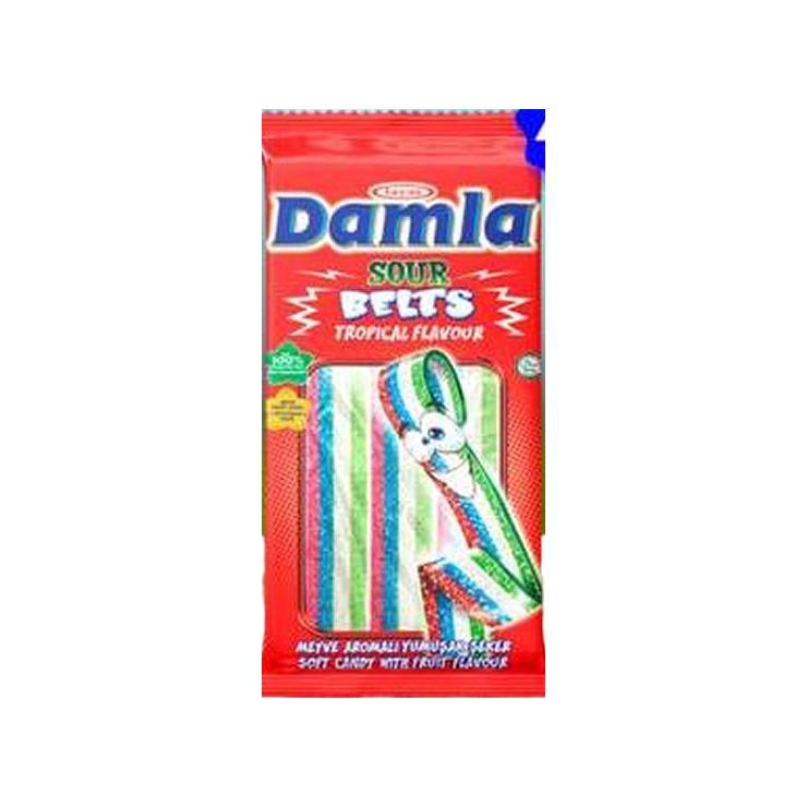 Мармелад жевательный Damla асорти кислые ремешки 75 гр., флоу-пак