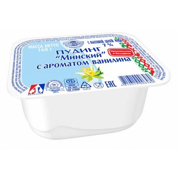 Пудинг ванилин 7,0%,  Минская марка, 160 гр., пластиковый стакан