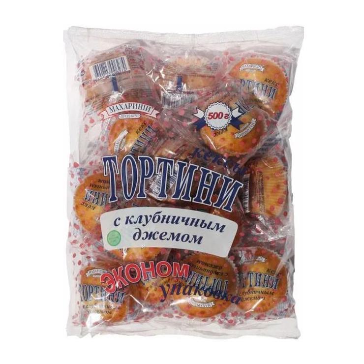 Кексы Махариши Тортини с клубничным джемом 500 гр., флоу-пак