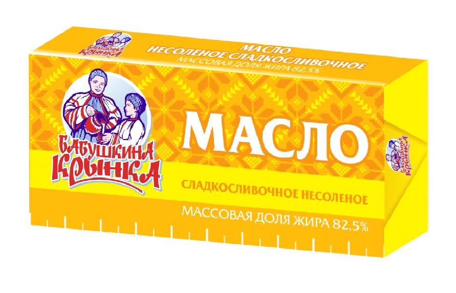 Масло сладкосливочное несоленое Бабушкина крынка 82,5% 1 кг., обертка