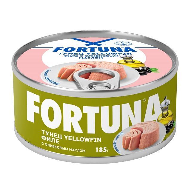Тунец Fortuna yellowfin филе в оливковом масле, 185 гр., ж/б