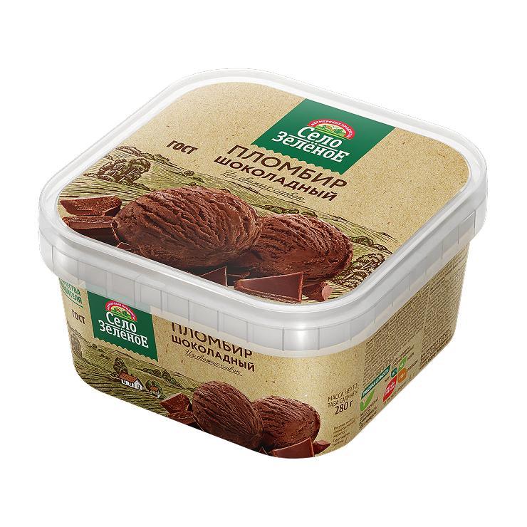 Мороженое пломбир Село Зеленое  шоколадный 15%, 280 гр., ПЭТ