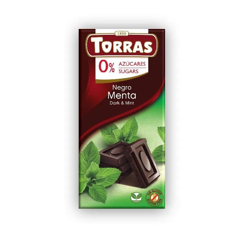 Шоколад Torras classic line темный с листиками мяты без сахара 75 гр., обертка