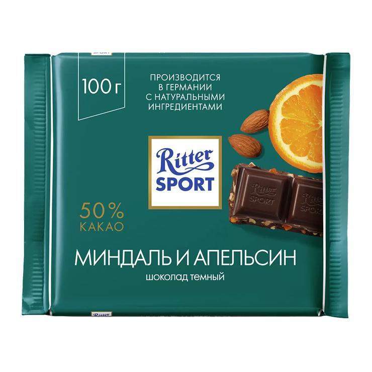 Шоколад Ritter Sport темный миндаль и апельсин 100 гр., флоу-пак