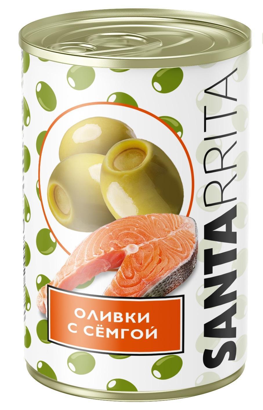 Оливки SANTARRITA с лососем 280 гр., ж/б