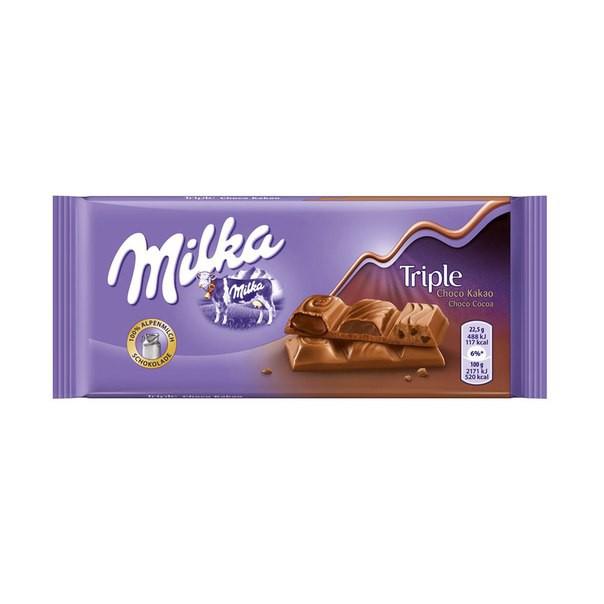 Шоколад Milka Triple Choco, 90 гр., флоу-пак