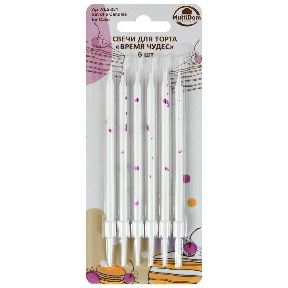 Свечи для торта Мультидом время чудес 6 штук 10,5 см., пакет
