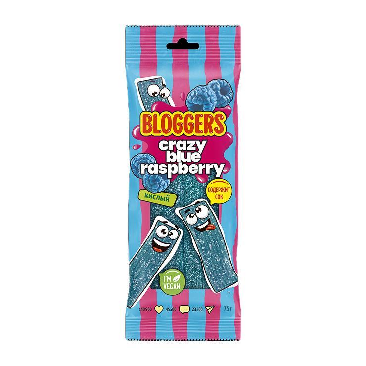 Мармелад Bloggers Крейзи блу разберри в  обсыпке ремешки 75 гр., флоу-пак