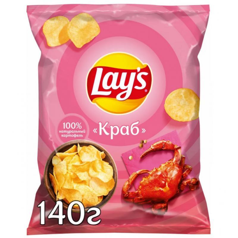 Чипсы картофельные Lay's Краб 140 гр., флоу-пак