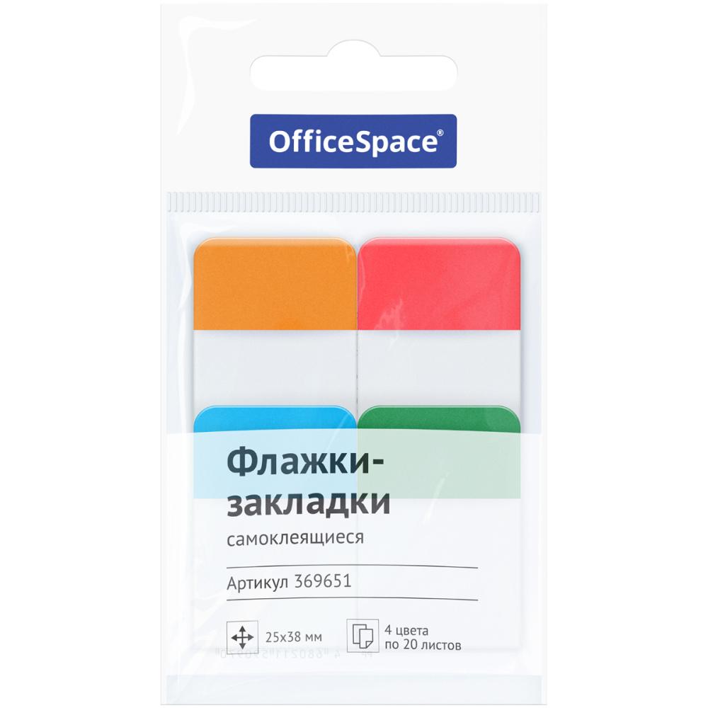Флажки-закладки OfficeSpace 38 х 25 мм 20 листов х 4 неоновых цвета., пакет