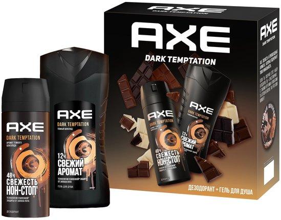 Подарочный набор Axe Dark Temptation 2024 Део-спрей 150 мл. Гель для душа 250 мл. 300 гр., картон