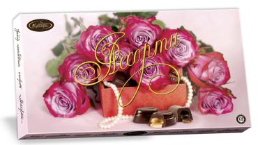 Набор шоколадных конфет Кутюрье Ассорти Роза с жемчугом, 130 гр., картонная коробка