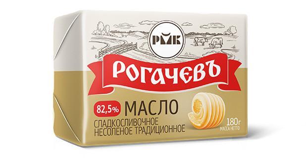 Масло Рогачевъ сладкосливочное несоленое традиционное, 180 гр., обертка