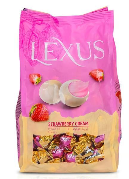Конфеты LEXUS box из белого шоколада с клубничным кремом 200 гр., флоу-пак